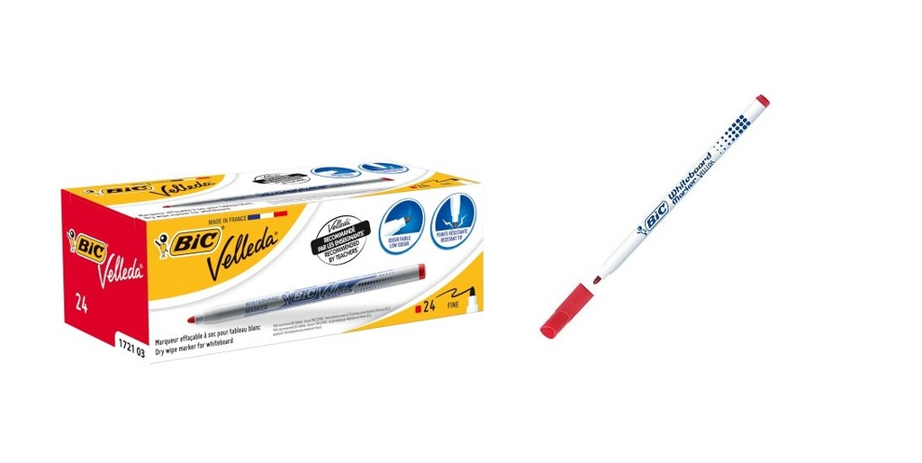 Rotul.pizarra blanca velleda rojo punta fina c/24