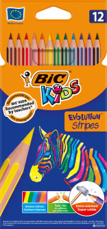 Lápices Colores bic kids evolution stripes 12 und.
