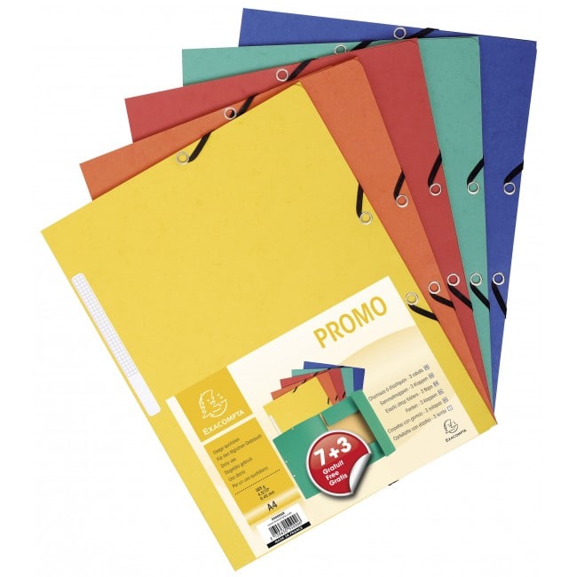 7 + 3 carpetas c/gomas cartón col.surtidos