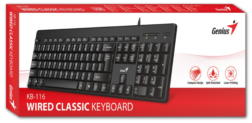 Teclado con cable genius kb-116 negro usb