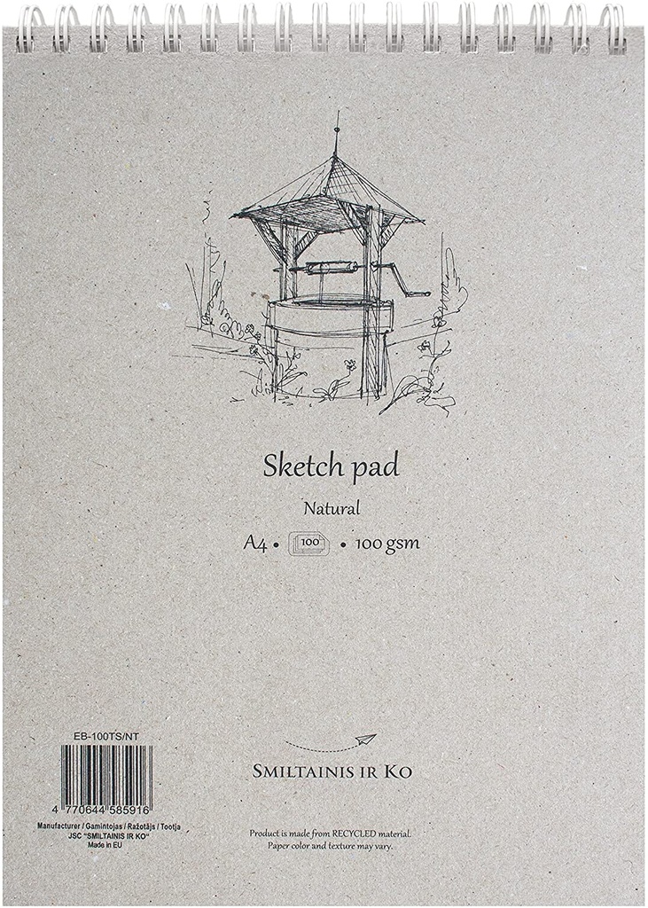 Bloc bocetos con espiral A4 100g. 100h.