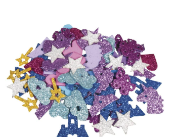 Pegatinas goma eva c/purpurina