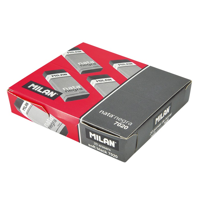 Goma de borrar Milan 7020 nata negra caja 20und.