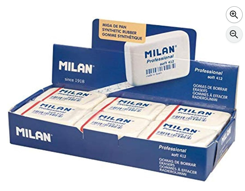 Goma de borrar Milan 412 "miga de pan" caja 12und.
