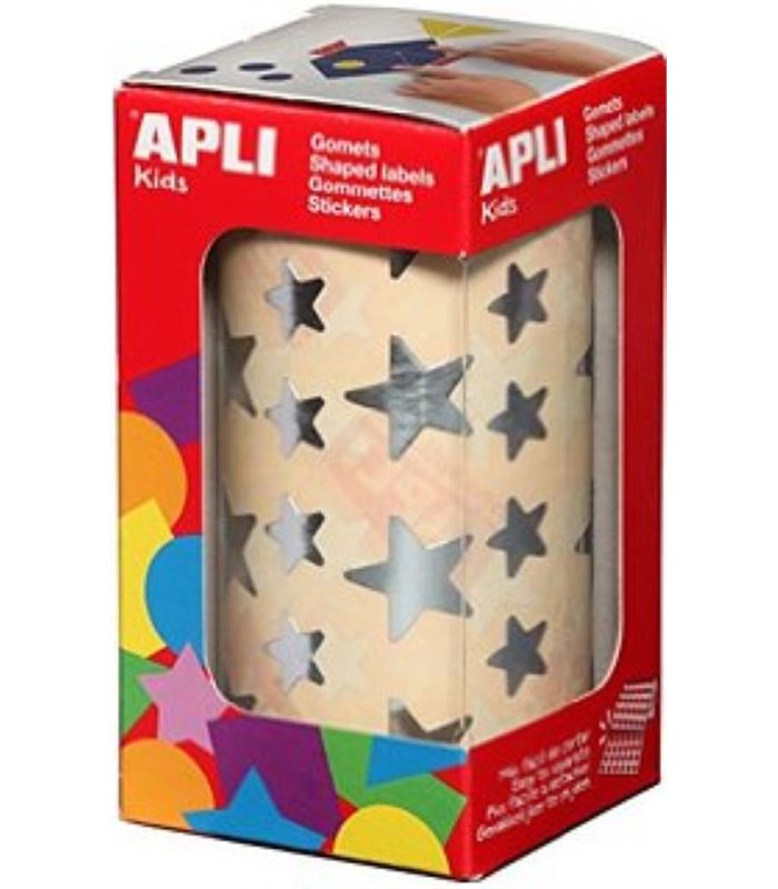 Rollo gomets 2.360ud estrella color plata-Apli