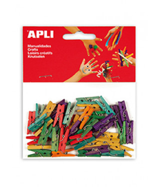 B. Mini pinzas madera color 25x3mm 45u