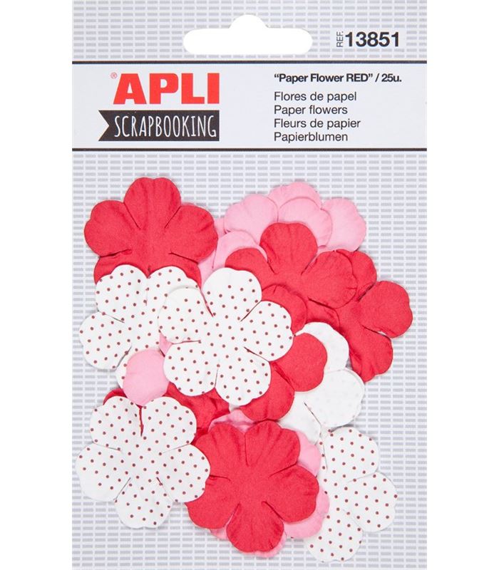 Flores papel rojas 25u. Apli