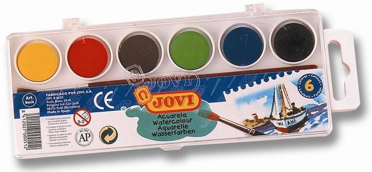 Estuche plástico acuarelas 22mm 6 pastillas Jovi