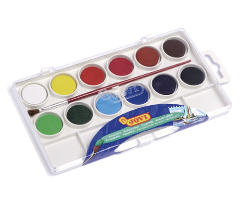 Estuche plástico acuarelas 22mm 12 pastillas Jovi
