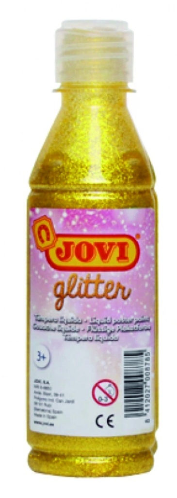 Tempera líquida glitter amarillo 250ml. Jovi