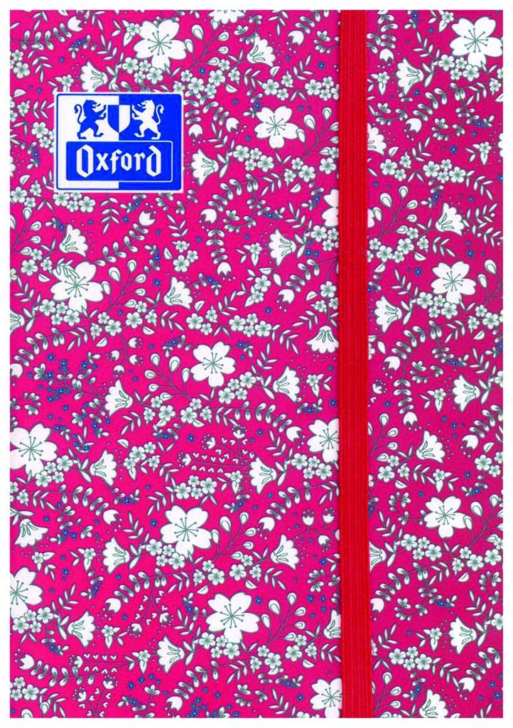 Bloc cosido A6 80h 90g 1 línea tapa dura floral con goma Oxford
