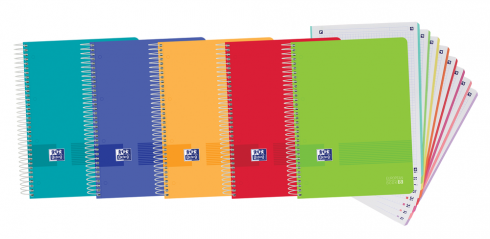 Cuaderno espiral PP 5x5 160h 90g 8 colores Oxford