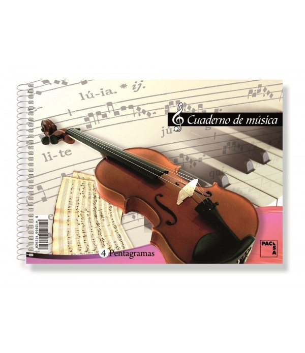 Cuaderno espiral música 4 pentagramas A5 80g 20h pacsa
