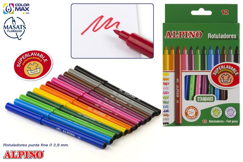 Rotuladores Alpino 12 punta fina