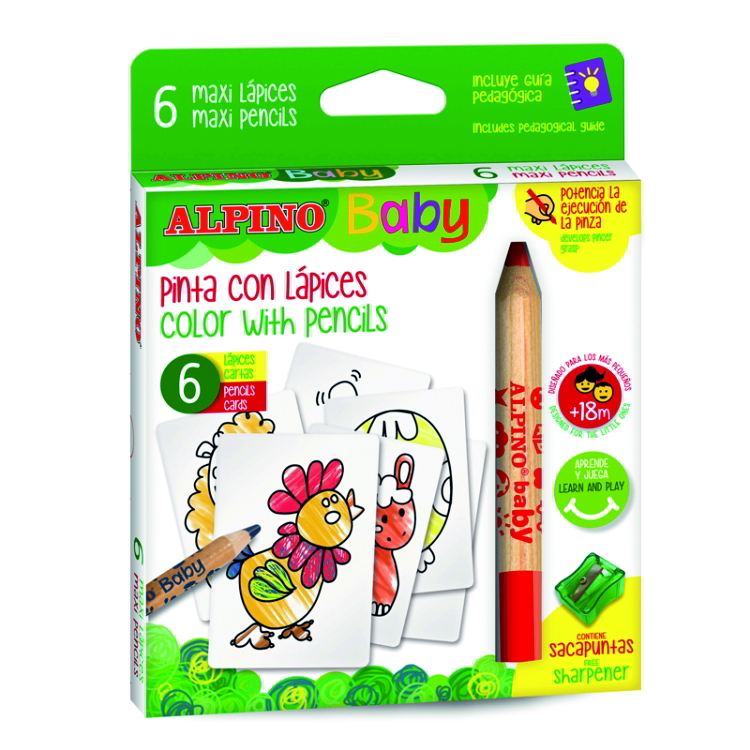 Estuche 6 maxilápices baby + tarjetas animales