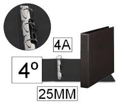 CARPETA 4 ANILLAS 25mm A5 NEGRO PVC