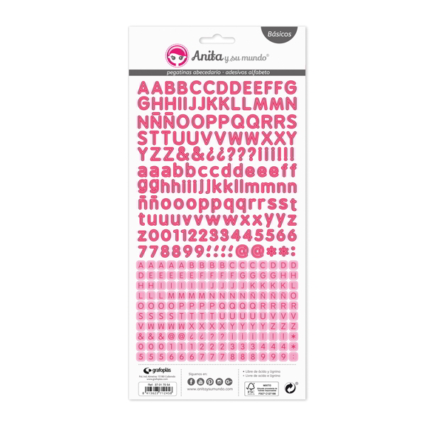 Pack 5 abeced. Y num. Pegatinas fucsia