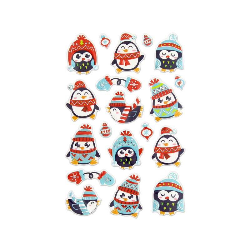 Pegatinas relieve metal. Pingüinos