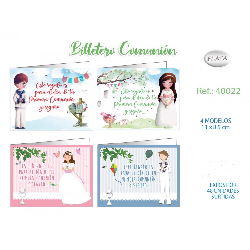 Billetero cierre comunión plata niño-niña