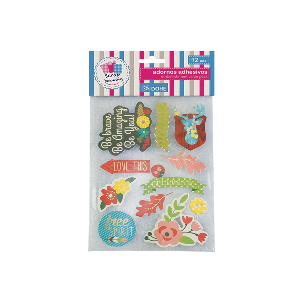 ADORNOS ADHESIVOS WOODS Pack 12 unid