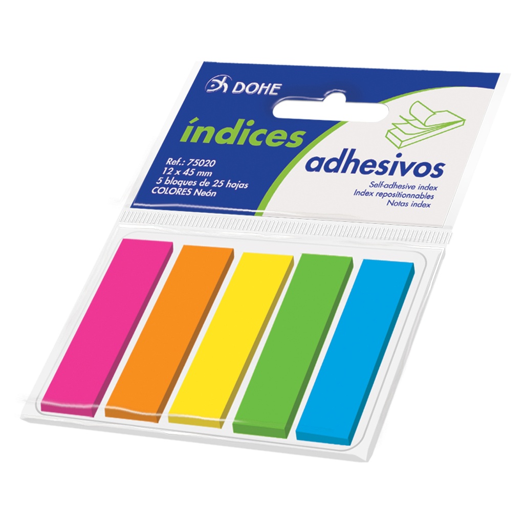 Índices adhesivos colores neón 12x45mm Dohe