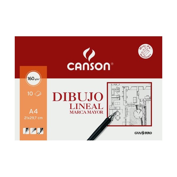 Pack 10 láminas dibujo lineal marca mayor A4 10h 160g Canson