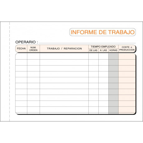 Talonario informe trabajo 1/8 apaisado duplicado Loan