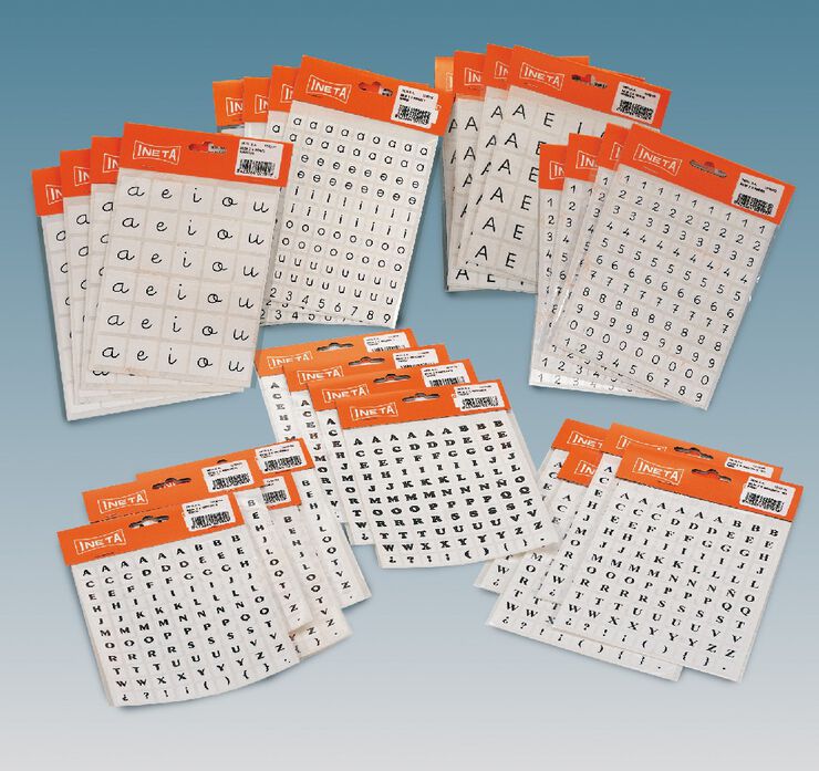 2 hojas gomets vocales + números