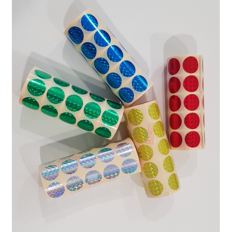 5 hojas gomets circulo col var holograficos