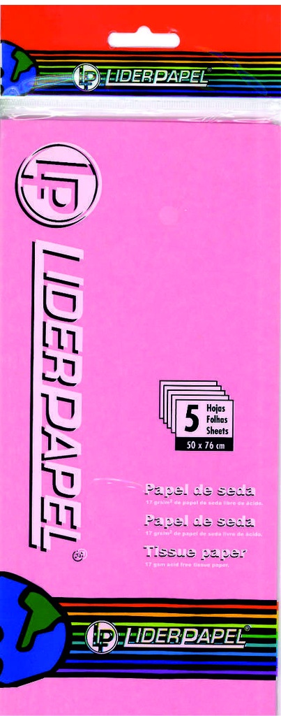 Paqueteuete 5 hojas papel seda rosa 50x76cm 17gr
