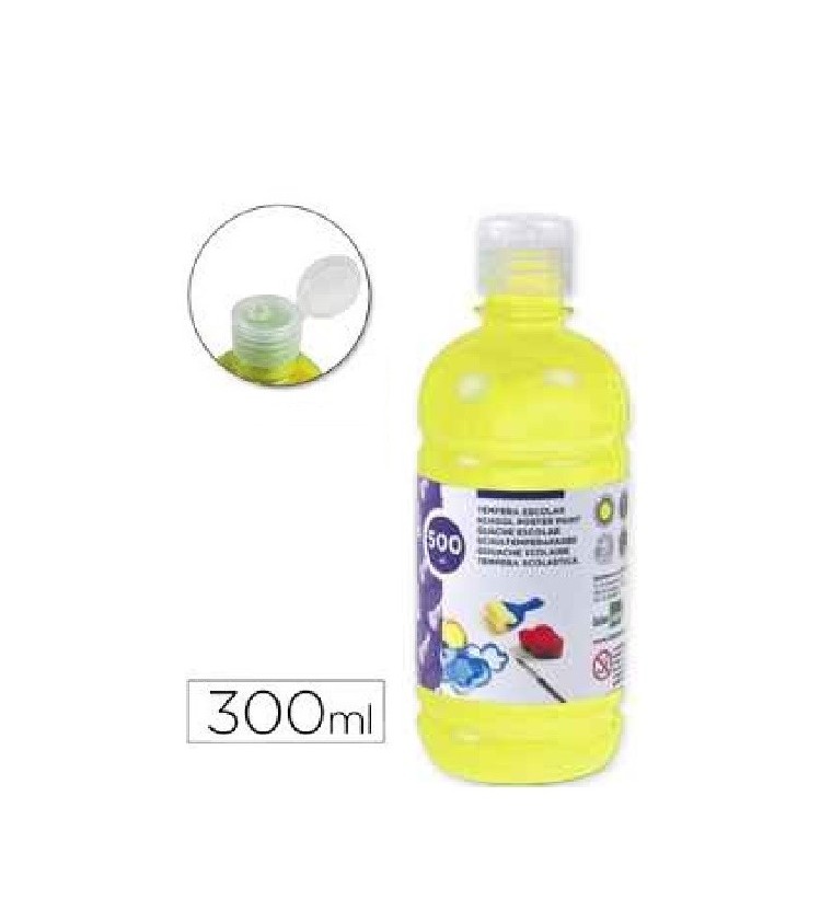Tempera liquida Liderpapel escolar 300ml. Amar flu
