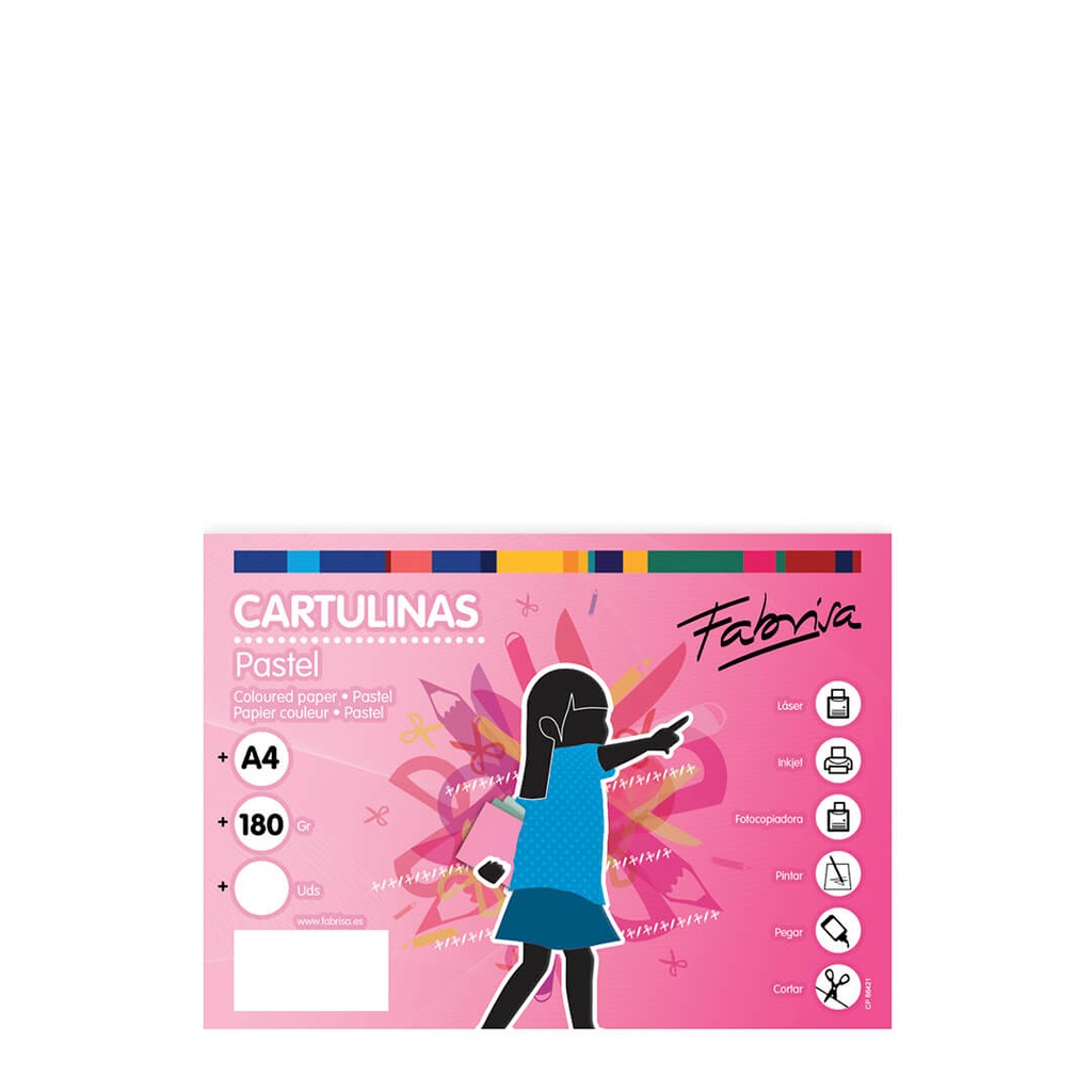 Cartulina A4 color blanco 180g 250h fabrisa
