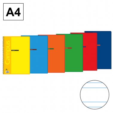 Cuaderno espiral A4 de 80h 2 lineas campus