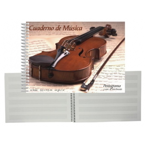 Cuaderno de musica pentagrama 3mm interliniado 20h