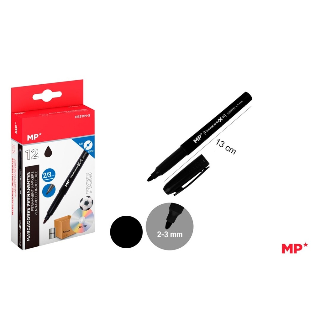 Rotulador permanente negro MP punta 2/3mm