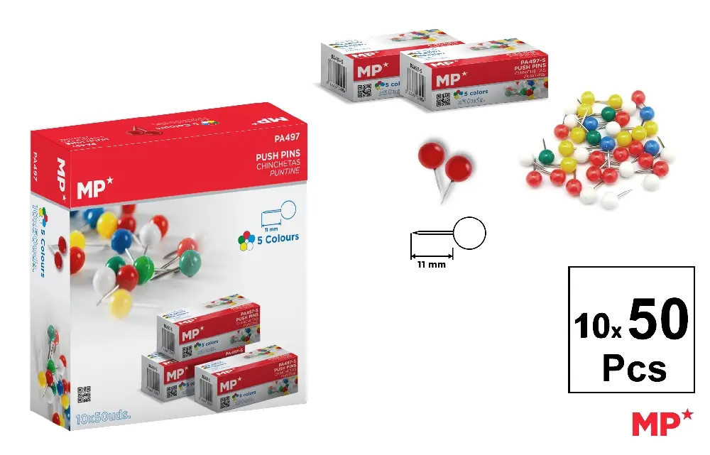 Chincheta redonda 50 Uds. colores opacos