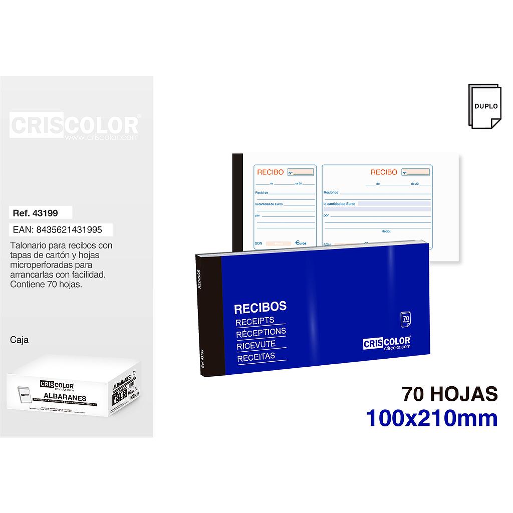 Talonario Recibos Duplicado 35 juegos 100x210mm - CRISCOLOR