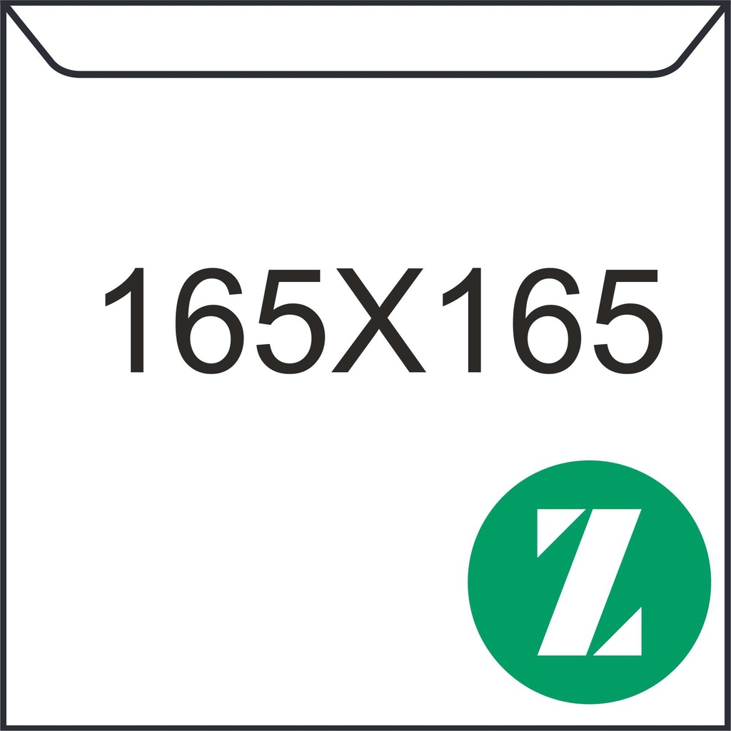 C/250u. Sobre 165x165 blanco 90g cintasil zelatun