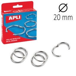 [00451] Caja anillas metálicas 20mm 20 unid Apli