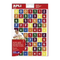 [14481] 3 hojas gomets removibles números multicolor Apli