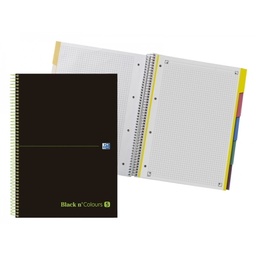 [40088331] Cuaderno espiral TED Oxford Black'n'Colors EB5 A4 100H 5x5 + Separadores