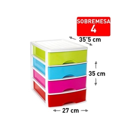 Cajonera sobremesa 4 cajones blancocolor