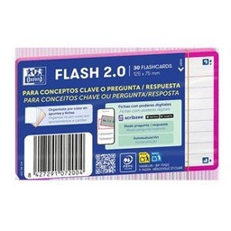 [400198708] FLASHCARDS 2.0 OXF 75X125 30F RAYADAS 1 LINEA ROSA FUCSIA