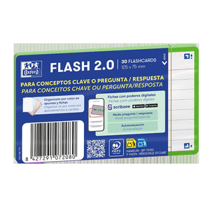 [400198776] FLASHCARDS RAYADAS 2.0 75X125 30F VERDE OXFORD