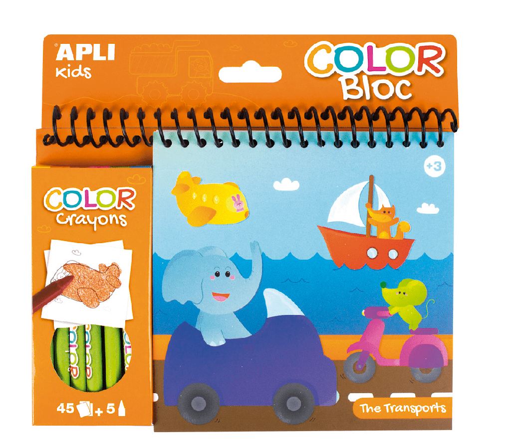 Bloc dibujos colorear + ceras "transparenteortes" Apli