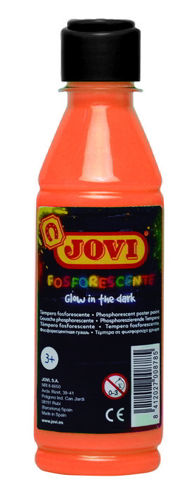 Tempera líquida fosforescente naranaja 250ml.