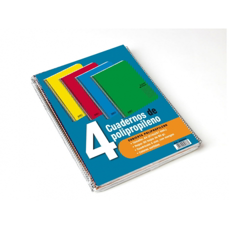 Cuad. Espir A4 de 80h 90grs. Hztl 1lin t/extrad.