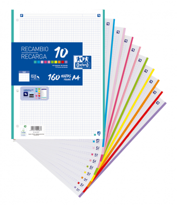 Recambio Oxford pastel 5 colores A4 5x5 120h 90g