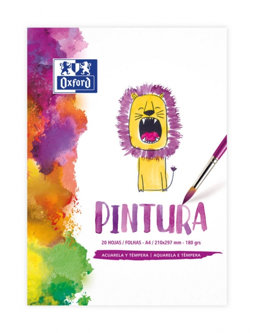 Bloc dibujo espiral Oxford A4 20h. Lisas 180g. Acuarel/tem