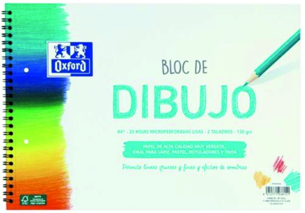 Bloc de dibujo espiral Oxford A4+ 20h. Lisa 130g. Tala